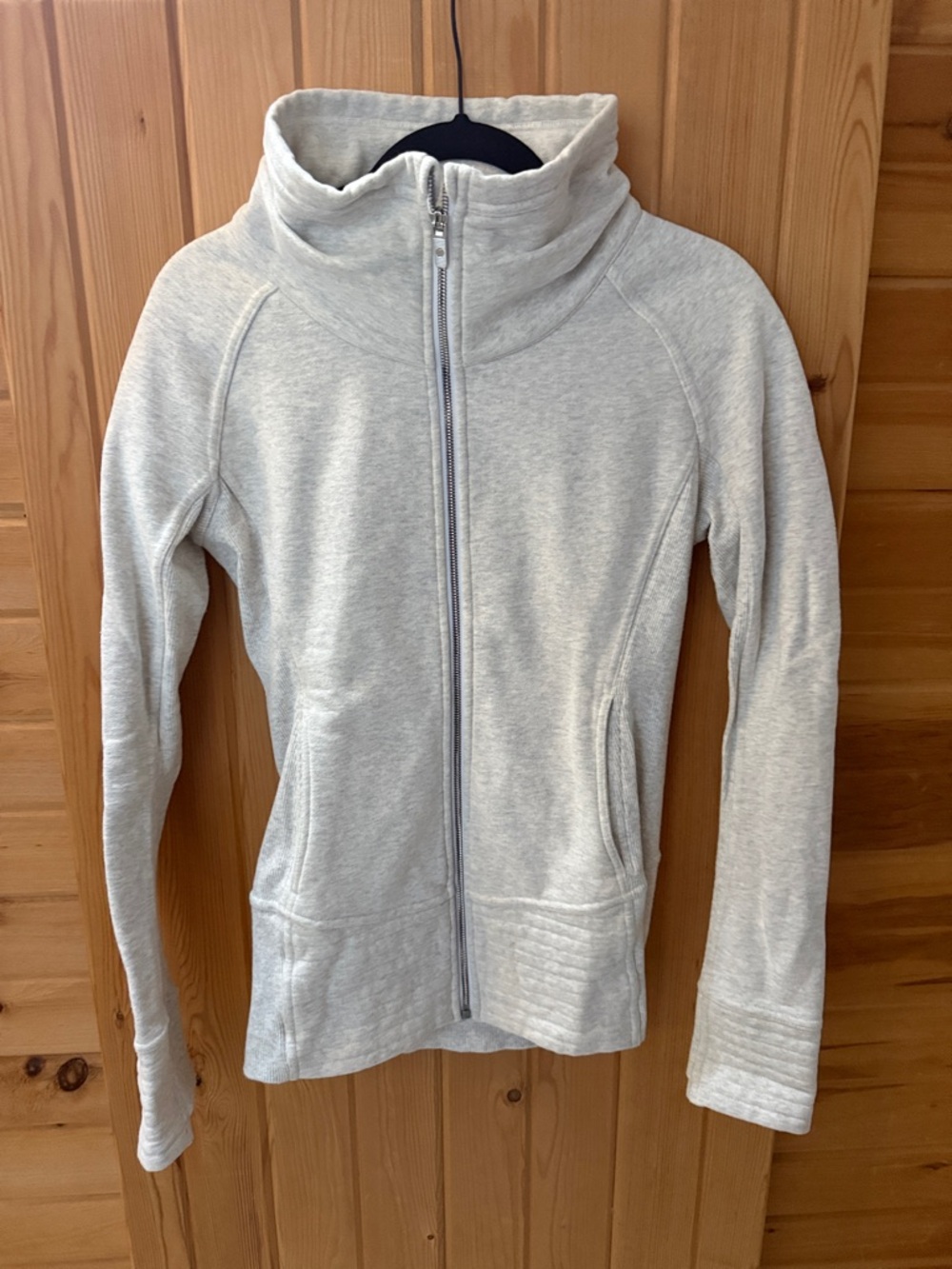 lululemon athletica Light Gray Full-Zip Cowl Sweater
